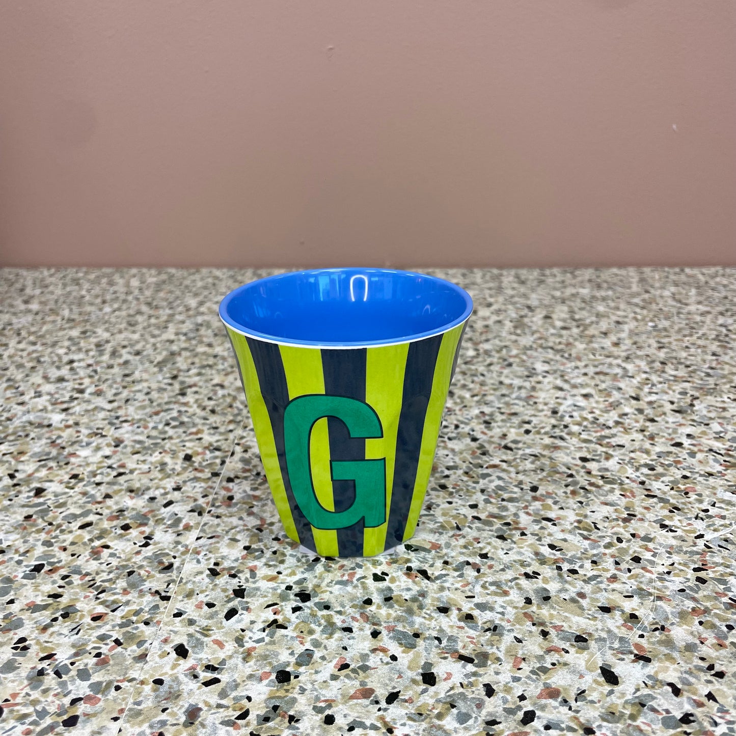 Gobelet alphabet rayé 🦋(bleu)